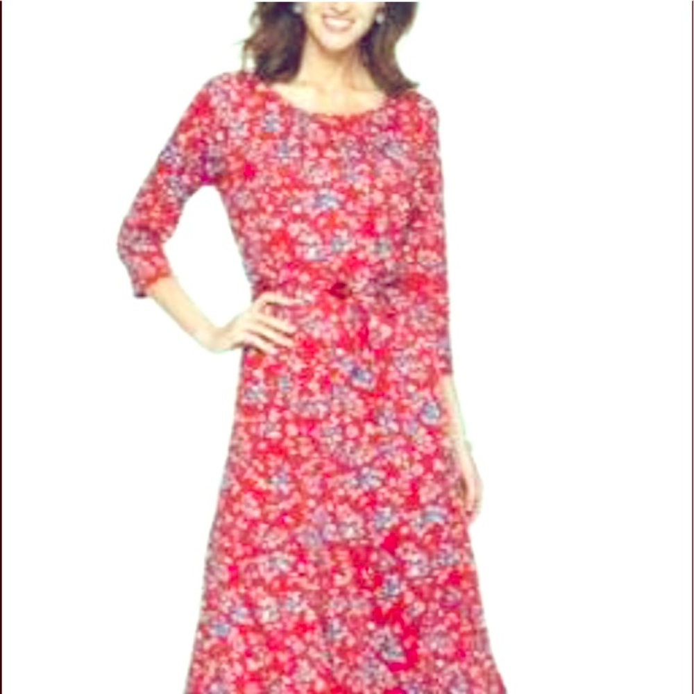Nina Leonard red floral dress